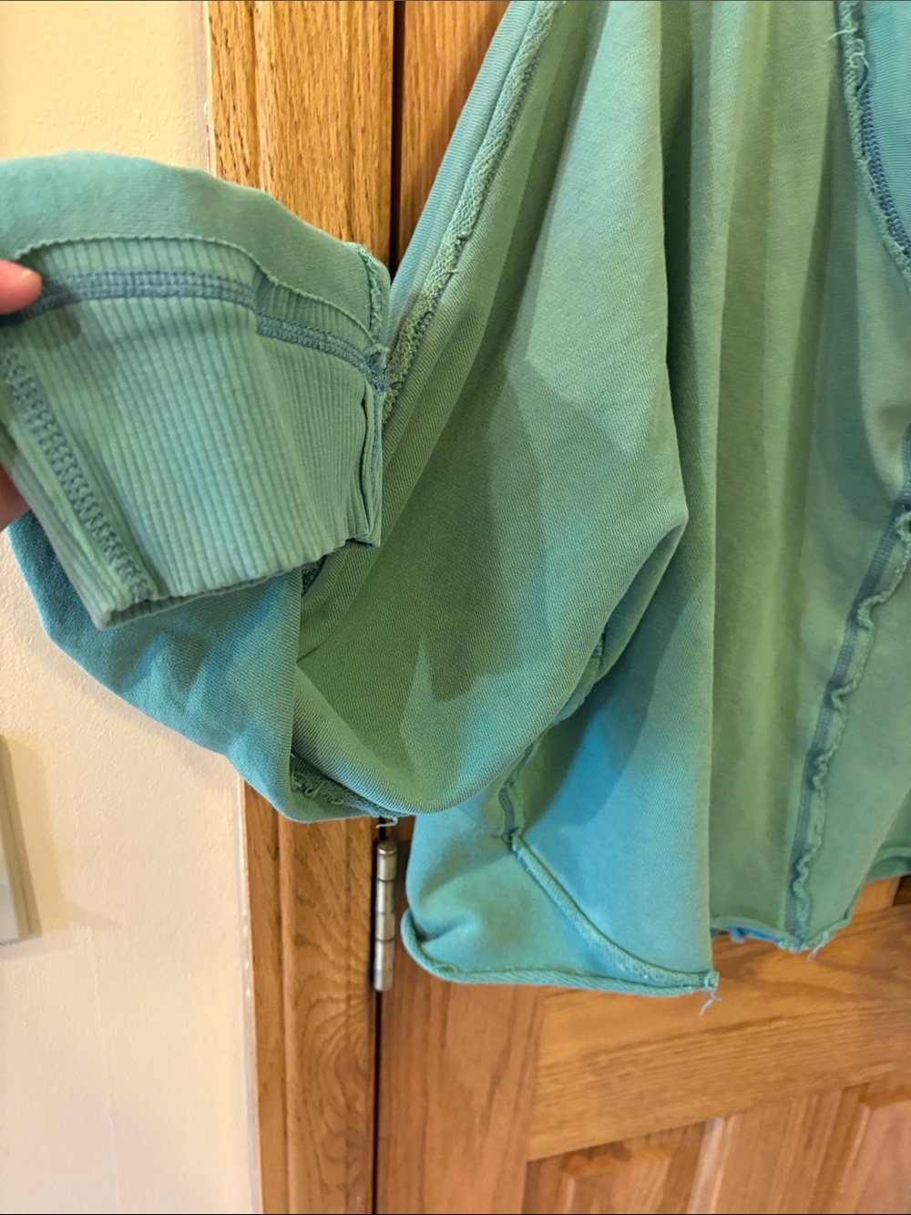 FP Movement by Free People Washed Teal Green Cropped Oversized Sweatshirt - Picture 3 of 13